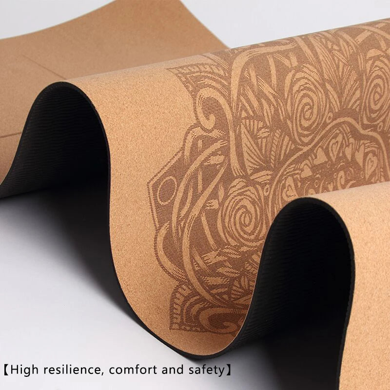 Roll of cork fabric with intricate patterns on a white background